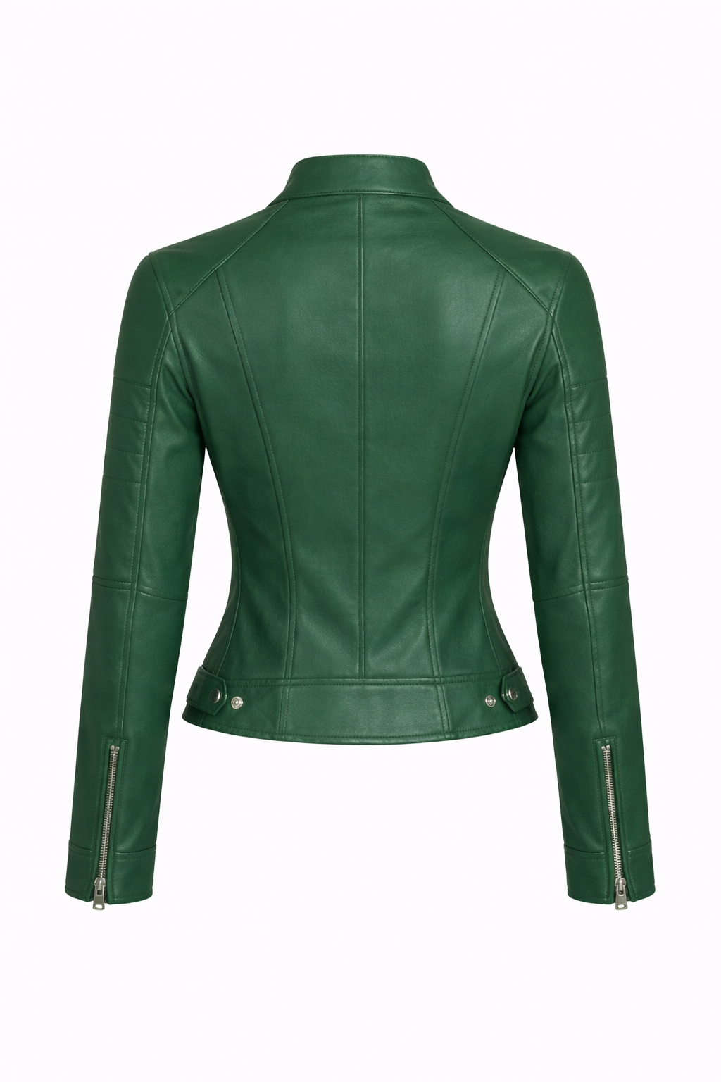 Grüne Cafe Racer Lederjacke für Damen