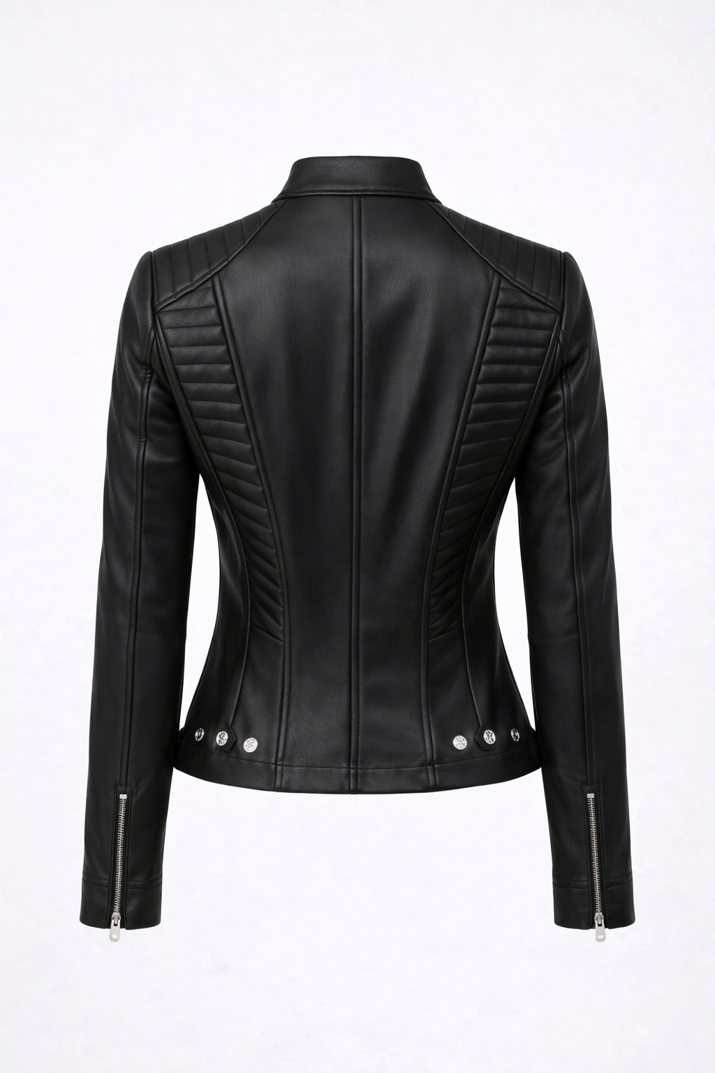 Damen Lederjacke Schwarz Cafe Racer – Gesteppte Biker-Passform