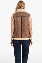 Load image into Gallery viewer, Women’s Brown Shearling Sheepskin Aviator Gilet
