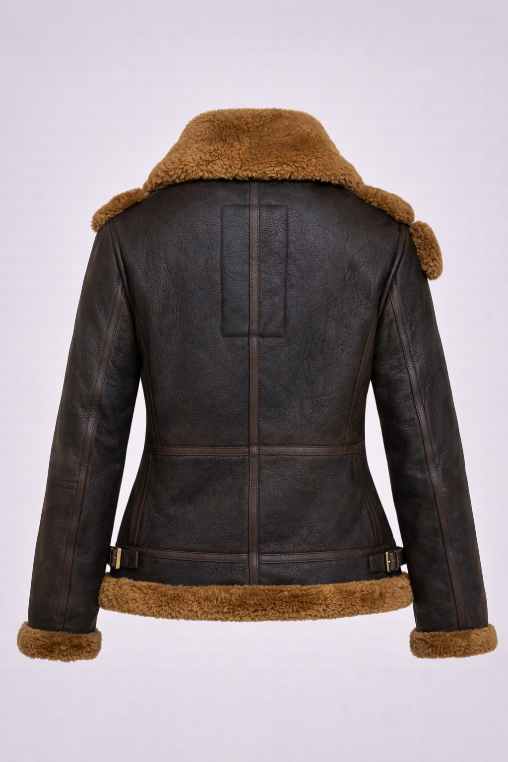 Damen Tressano Schwarze Pilotenjacke aus echtem Lammfell