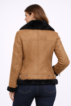 Damen Moya Aviator Lederjacke Braun