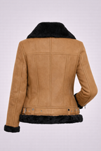 Damen Moya Aviator Lederjacke Braun