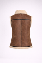 Load image into Gallery viewer, Women’s Brown Shearling Sheepskin Aviator Gilet
