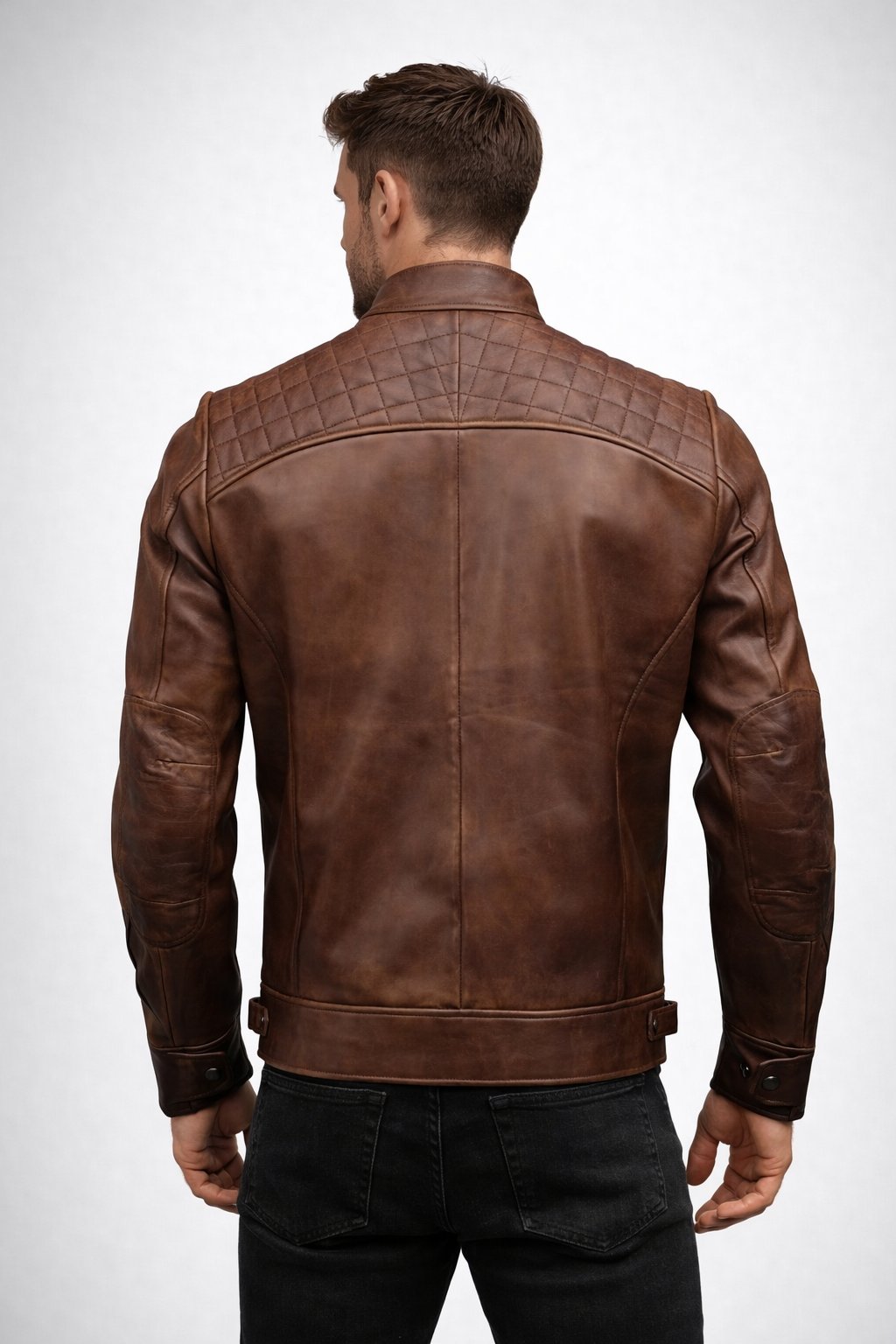 Men's Brown Leather Slim Fit Jacket