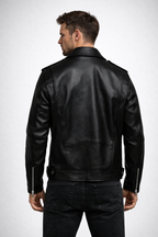 Men's Double Zipper Black Biker Jacket