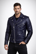 Men's Stylish navy Leather Jacket