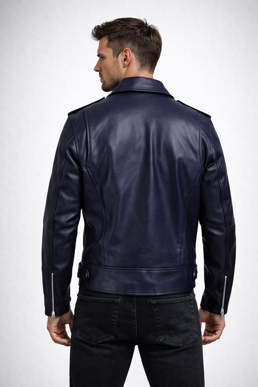 Men's Stylish navy Leather Jacket
