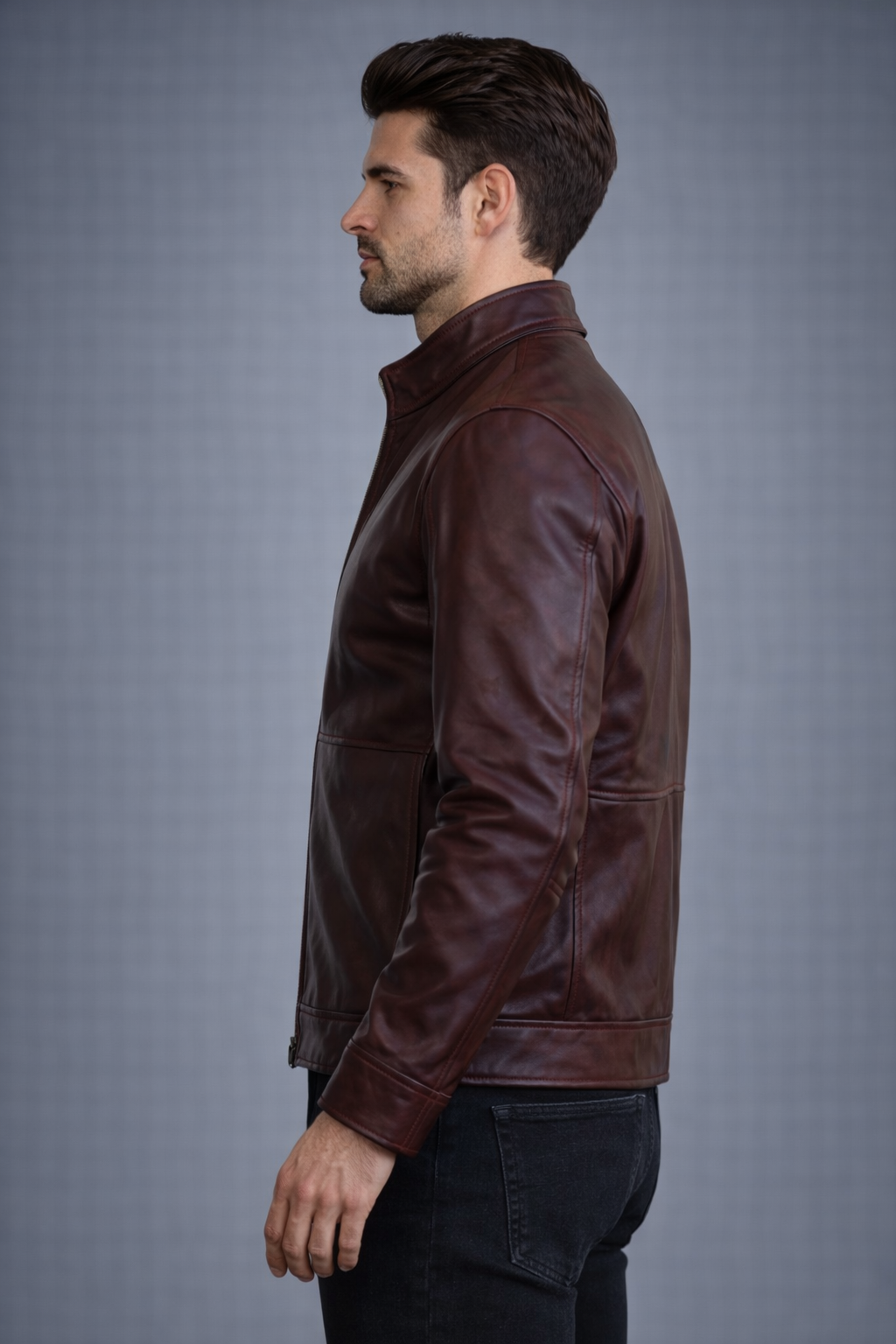 Men Distressed Maroon Red Vintage Genuine Leather Jacket