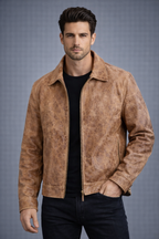 Men's Brown Vintage Distressed Real Leather Jacket