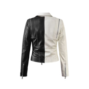 Chic Black & White Women's Leather Jacket Leather Outlet