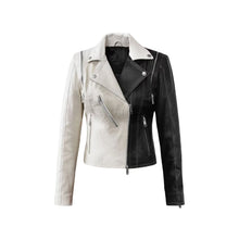 Load image into Gallery viewer, Chic Black &amp; White Women&#39;s Leather Jacket Leather Outlet
