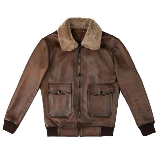 Herren Leder Bomberjacke in Schokobraun – Klassische Passform & Zeitloser Stil