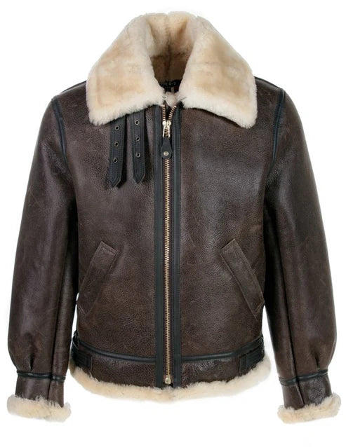 Classic B-3 Sheepskin Leather Bomber Jacket – Premium Aviator Style