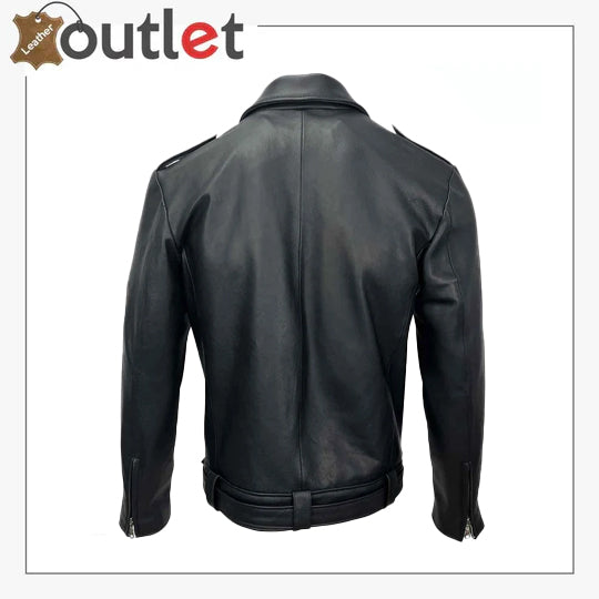 Klassische Motorradjacke aus schwarzem Leder