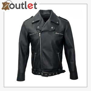 Classic Motorcycle Black Leather Jacket