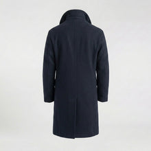 Load image into Gallery viewer, Men’s Dark Blue Fleece Peacoat – Classic Double Breasted Winter Coat
