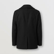 Load image into Gallery viewer, Men’s Black Fleece Peacoat – Classic Double Breasted Winter Coat
