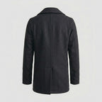 Men’s Dark Navy Fleece Peacoat – Classic Double Breasted Winter Coat