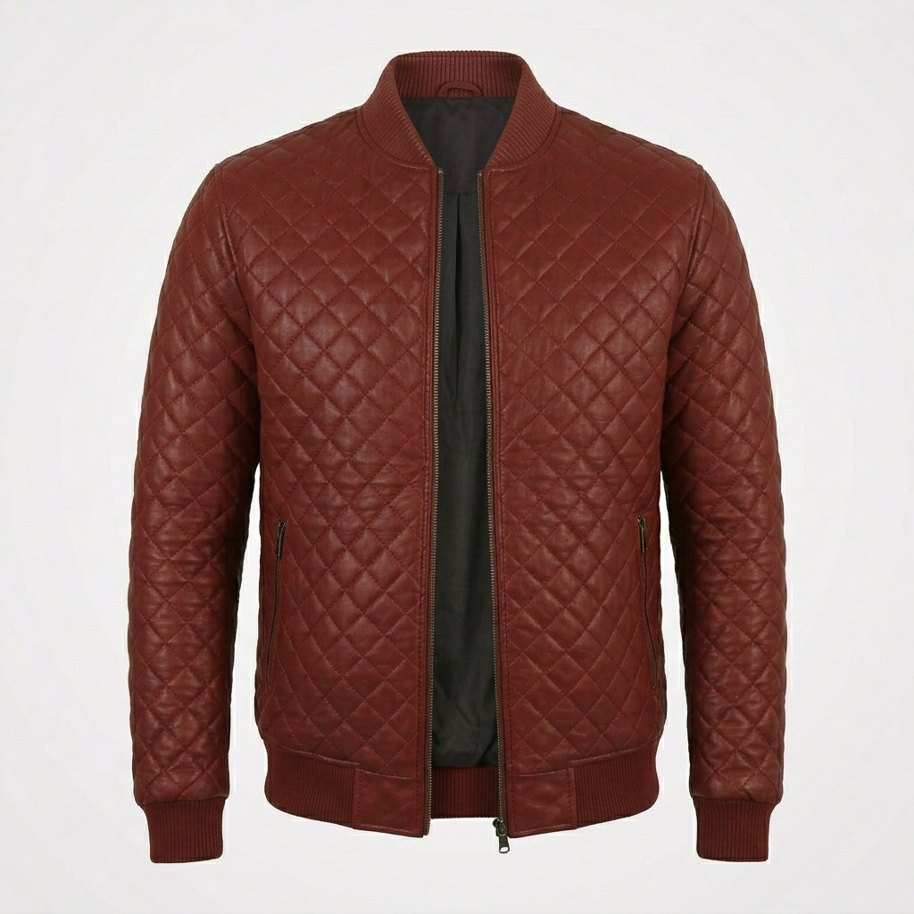 Men’s Shaker Leather Bomber Jacket – Shearling Collar Aviator Coat