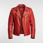 Men’s Red Lambskin Brando Biker Jacket – Slim Fit Moto Leather Coat