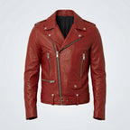 Men's Red Leather Biker Jacket - Bold, Stylish & Real Leather
