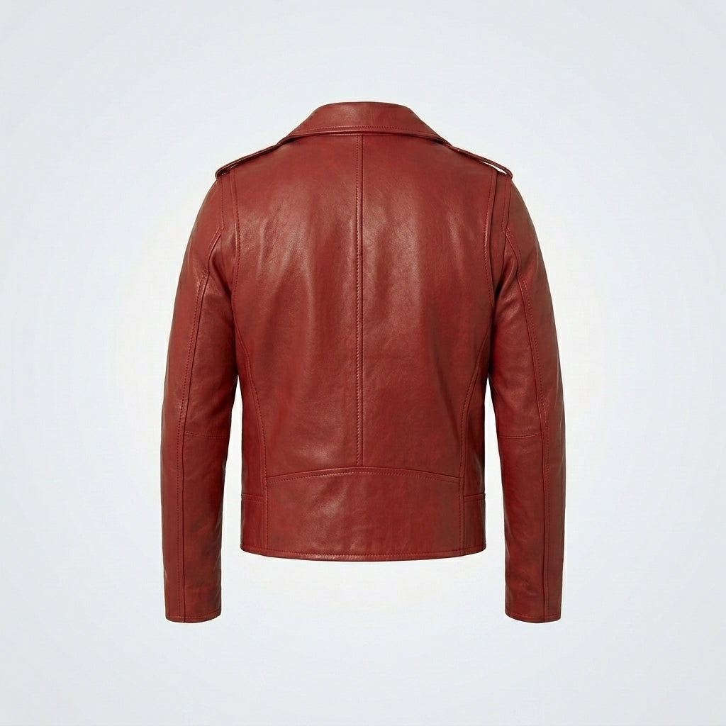 Men's Red Leather Biker Jacket - Bold, Stylish & Real Leather