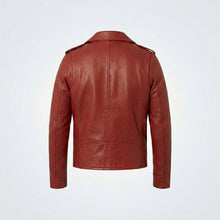 Load image into Gallery viewer, Men's Red Leather Biker Jacket - Bold, Stylish &amp; Real Leather
