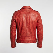 Laden Sie das Bild in den Galerie-Viewer, Men’s Red Lambskin Brando Biker Jacket – Slim Fit Moto Leather Coat
