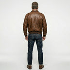 Men’s 100 Mission A-2 Pilot Leather Jacket – Classic Aviation Bomber Coat