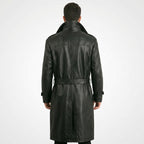 Men’s Genuine Leather Trench Coat – Classic Long Leather Overcoat