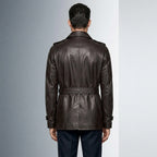 Men’s Double Breasted Lamb Leather Belted Waist Coat