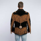 Authentic Western Leather Fringe & Beaded Jacket for Men