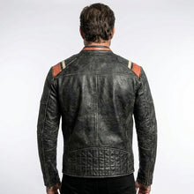 Load image into Gallery viewer, Men's Vintage Distressed Cafe Racer Leather Jacket
