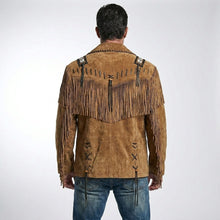 Load image into Gallery viewer, Men’s Brown Nubuck Leather Jacket – Classic Vintage cowboy jacket
