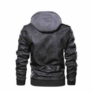Distressed Hooded Black Bomber Leather Jacket Leather Outlet