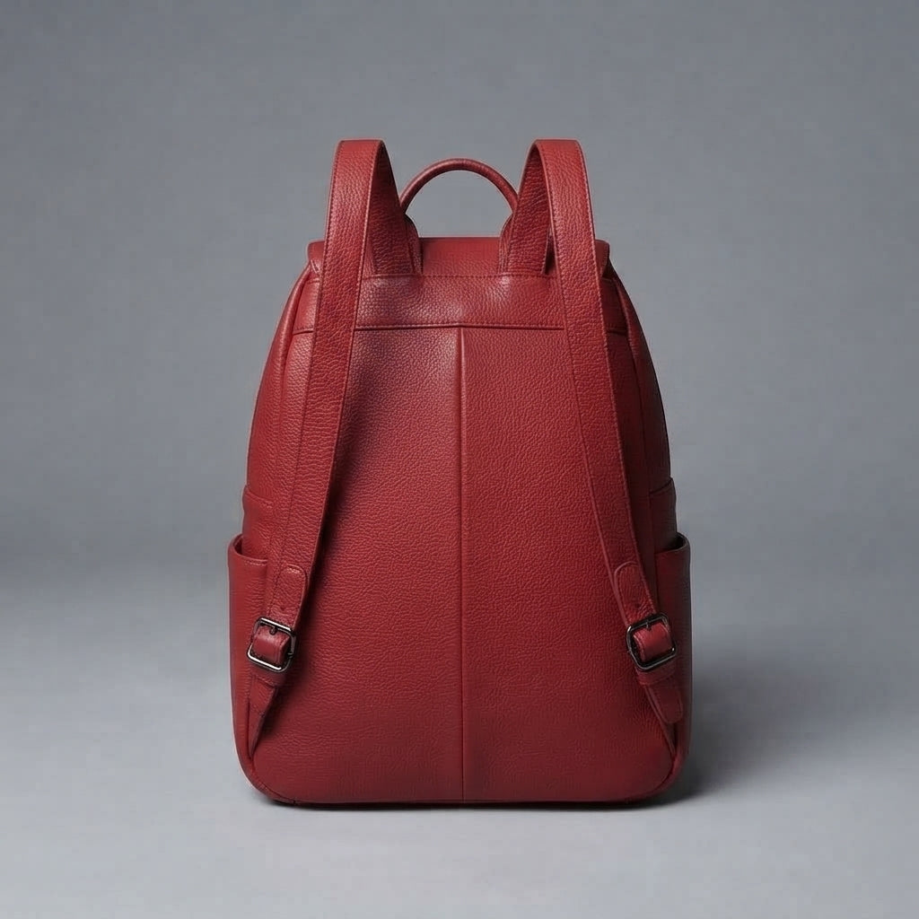 Women's Red Leather Backpack