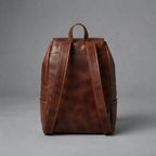 Women's Wooden Brown Leather Backpack
