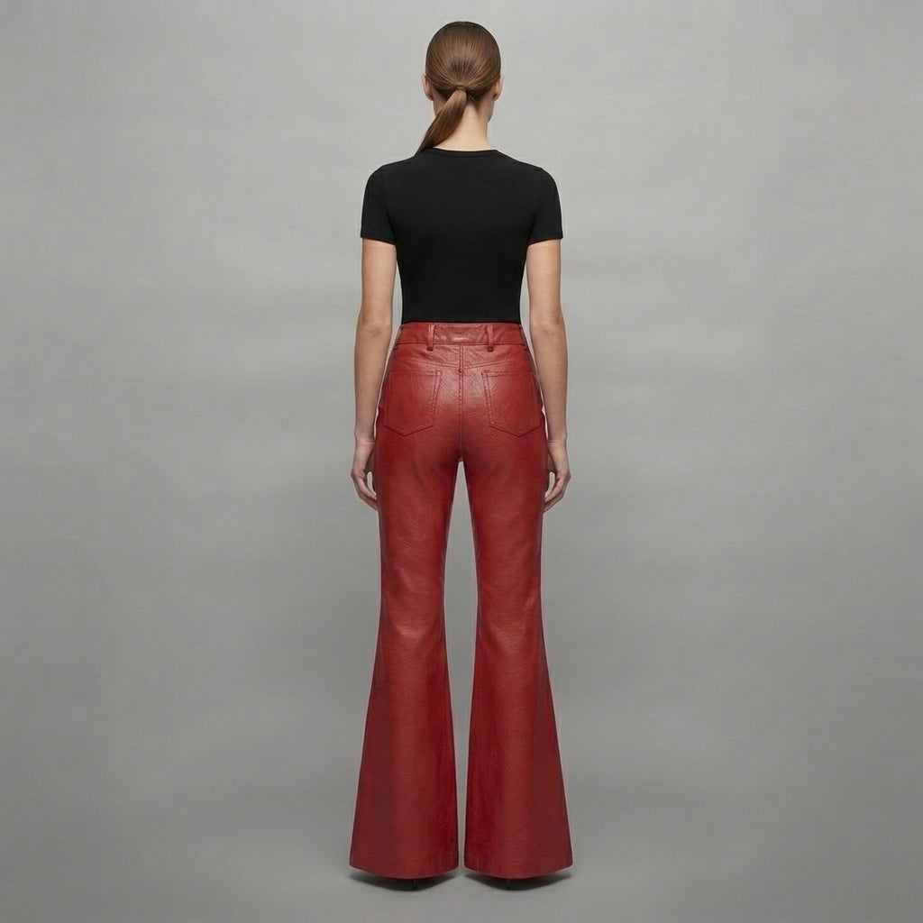 Women's Red Leather Pant