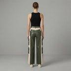 Women's White & Green Leather Pant