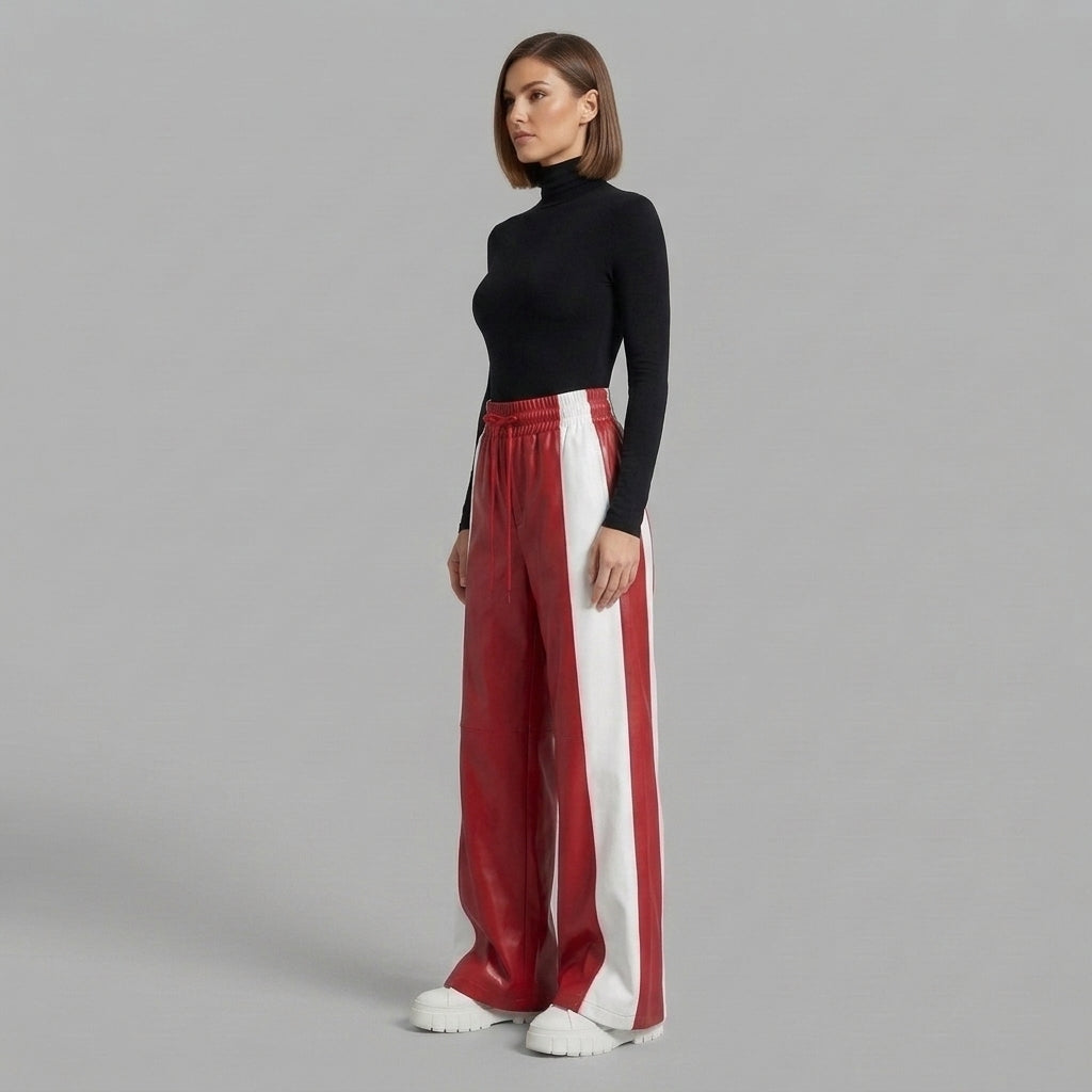 Women's Red Leather Pant