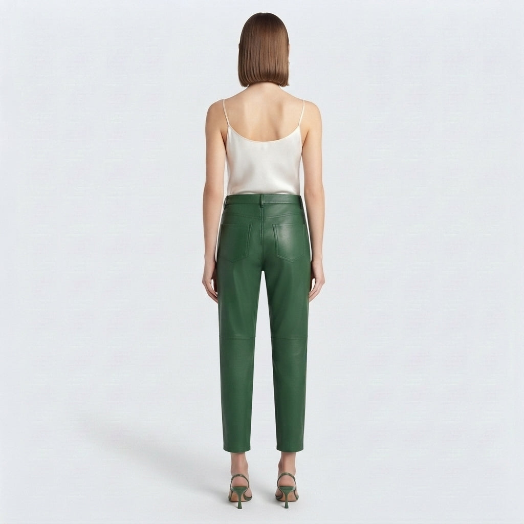 Women's Green Leather Pant
