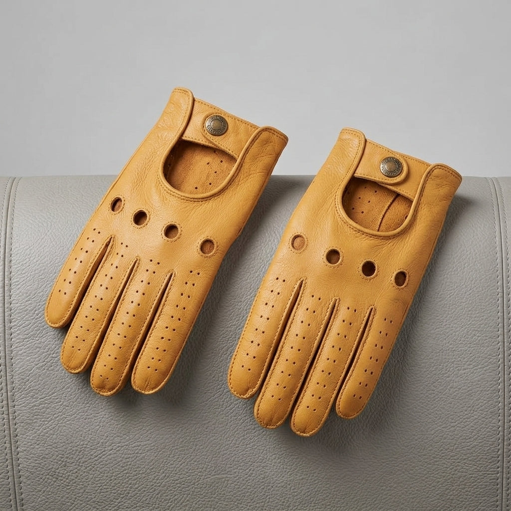 Men's Tan Genuine Leather Gloves
