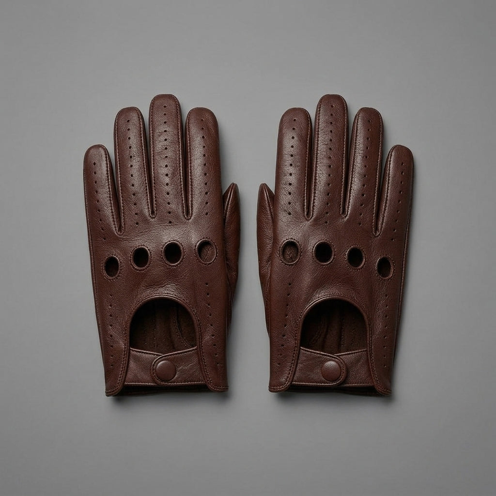 Men's Brown Genuine Leather Gloves