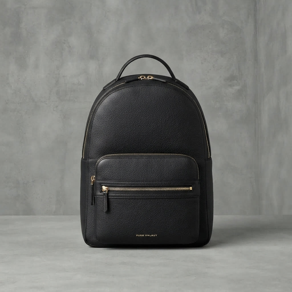 Women's Stylish Black Leather Backpack