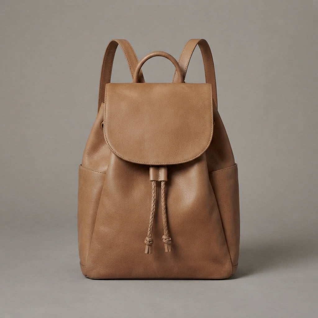 Women's Brown Leather Backpack