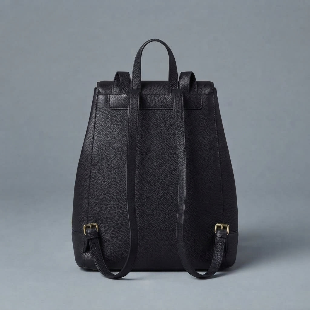 Women's Black Leather Backpack