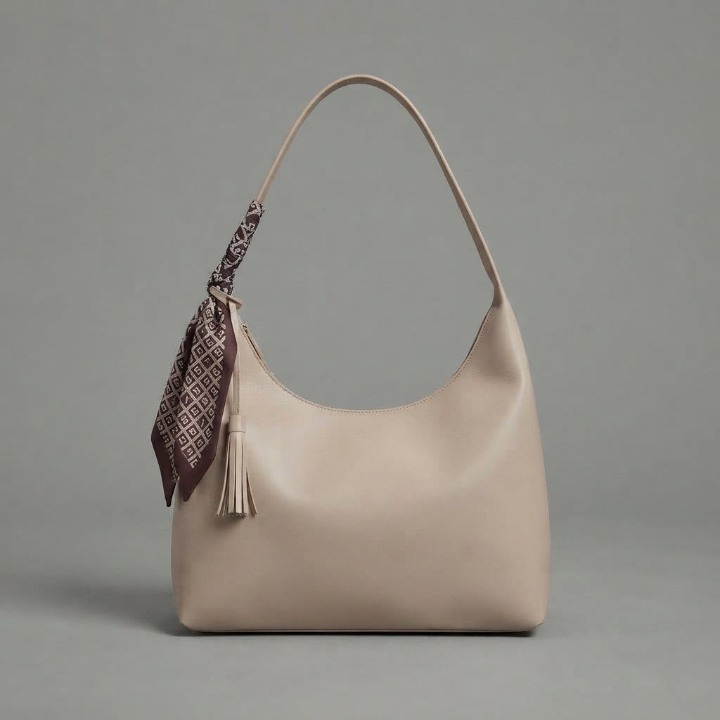 Women's Biege  Leather Shoulder Bag