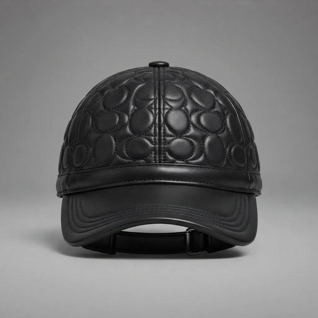 Women's Black  Leather Cap