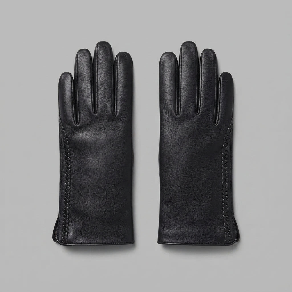 Buy Women's Pure Black Leather Gloves
