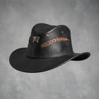 Handmade Black Leather Outback Western Hat